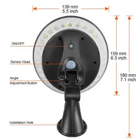 Lampe solaire murale ronde à 360 degrés avec capteur de mouvement PIR, lampe solaire circulaire pour jardin, lampe solaire à énergie solaire, 29 LED, lampe de rue extérieure lumineuse 3