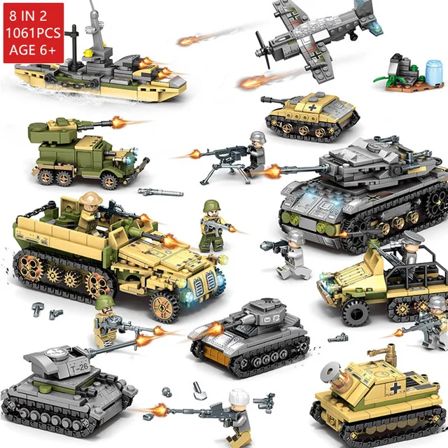 $US $14.80  1061Pcs Military Technic Iron Empire Tank LegoINGs Building Blocks Sets Weapon War Chariot Creator 