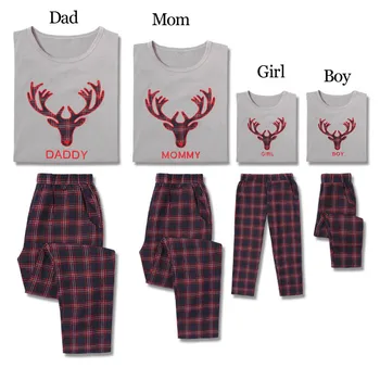 

Christmas Pajamas Family Set Clothes Stripe Plaid Dad Mom Kids Baby Sleepwear Matching Outfits Couples Clothing Family Look