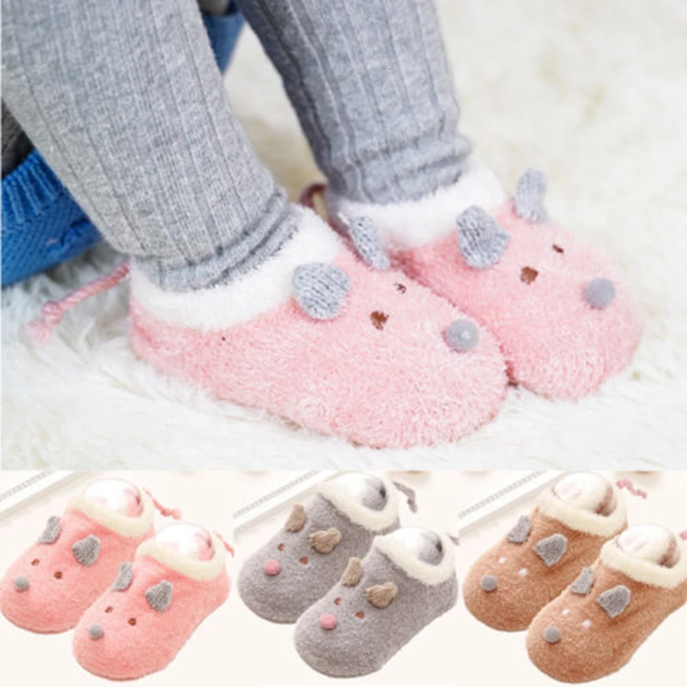 Cute Baby Kids Toddler Girl Boy Anti-slip Shoes Boots Slipper Socks 6-24 Months 