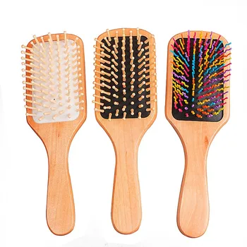 

1PC Three Colors Wooden Spa Massage Comb Antistatic Hair Care Brush Massage Head Promote Blood Circulation Hair Care Brush T0191