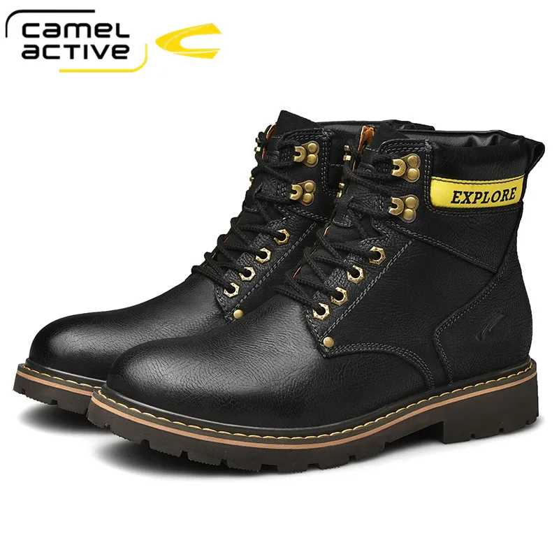 

Camel/повседневные Активные спортивные мужские Ботинки Зимняя мужская амортизацию «Мартенс» из натуральной кожи; Ботинки с вытисненным узором; Ботинки с рельефным рисунком на каждый день, мужская обувь, ботинки