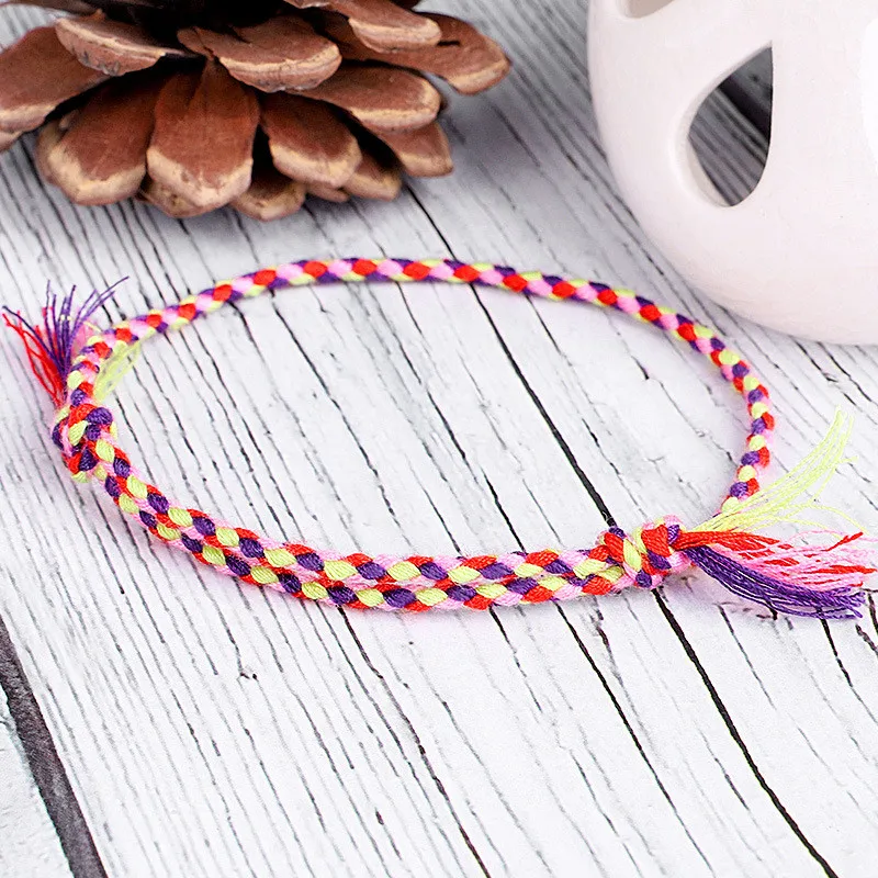 Handmade National style Color Cotton Rope Bracelet Tibetan Buddhist Lucky Charm Tibetan Thread Bracelets & Bangles For Women Men
