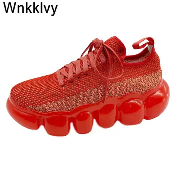 

2020 Daddy shoes women 2020 new breathable socks shoes crystal air cushion bottom causal shoes knitted sneakers running shoes