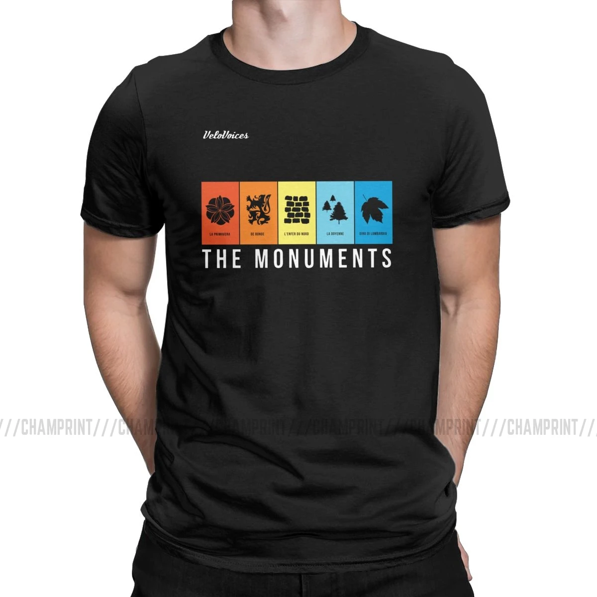 

VeloVoices Monuments T Shirt Men Fashion for Male T-Shirt Round Neck Bike Cycling Bicycle Biking Ride Tees Clothes Gift Idea
