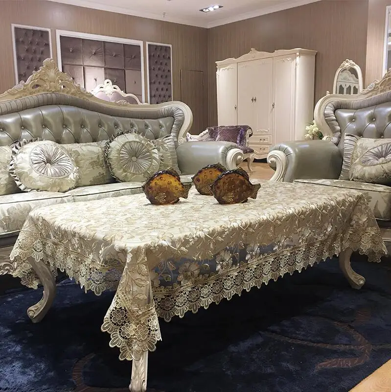  Europe luxury embroidered tablecloth table dining table cover table cloth Lace flower fabric TV cab