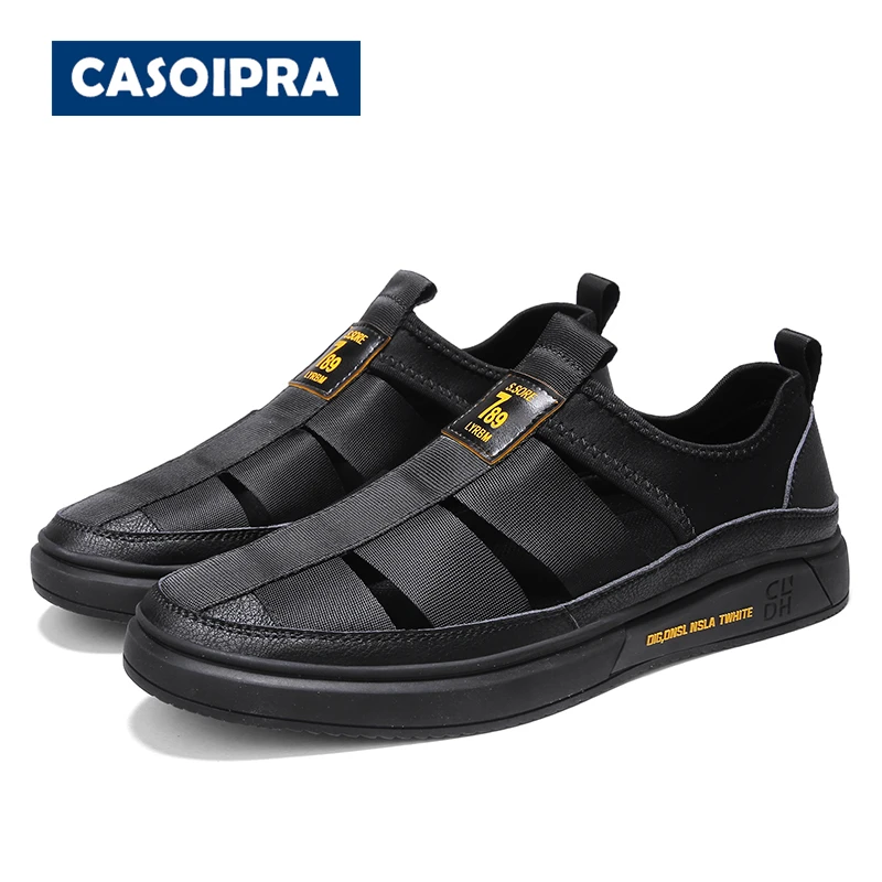 

CASOIPRA 2020 Fashion Men Summer Shoes Breathable Canvas Slip On Sandals High Quality Comfortable Sandalias Hombre Flats Men