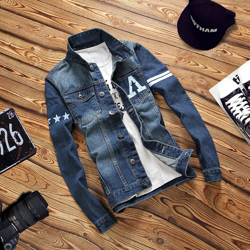 

Men Cowboy Clothing 17 Autumn New Style Slim Fit Retro Severe Washing Jacket Men's Jeans Coat Kyk1510