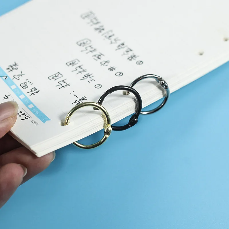 Anillos metálicos para cuaderno, anillas con bisagras doradas para escuela, aros circulares de de hojas sueltas para álbum de recortes, anillo de encuadernación de oficina, 5 uds. - AliExpress para