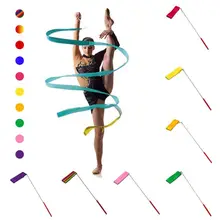Colorful 2 Meters 4 Meters Gym Ribbons Dance Ribbon Fitness Rhythmic Art Gymnastic Ballet Streamer Twirling Rod Stick Training F
