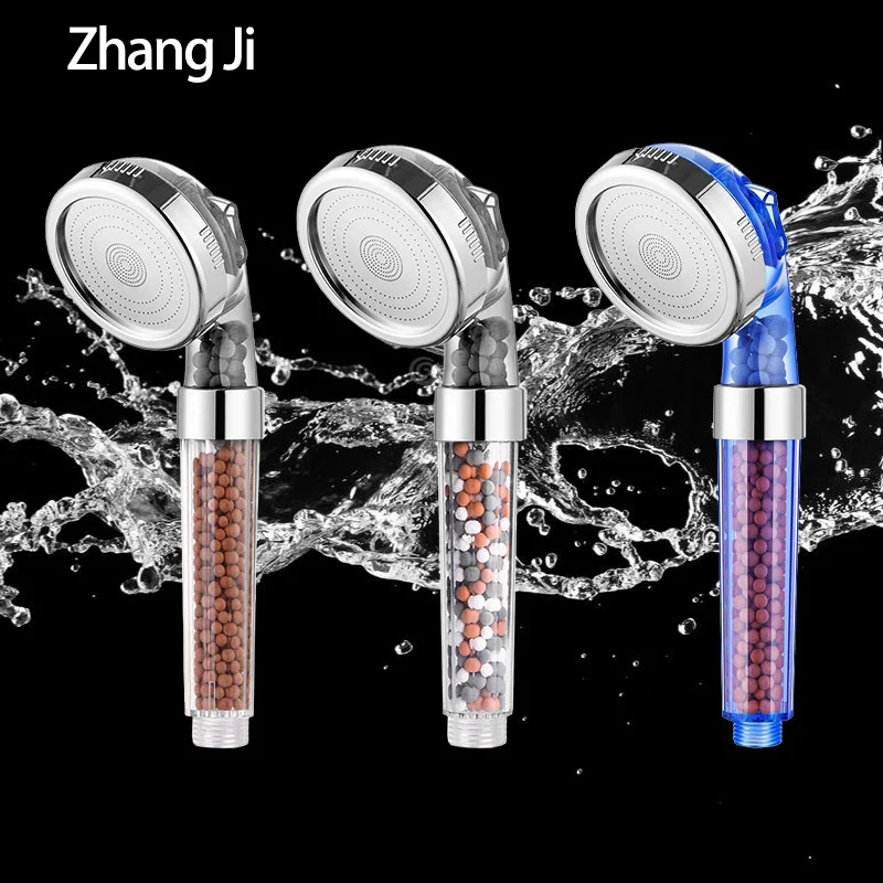 Shower Head ZhangJi Shower High Pressure Saving Water Rainfall Spa 3 Modes Shower Head Holder for Bathroom Accessories Hand Hold Round