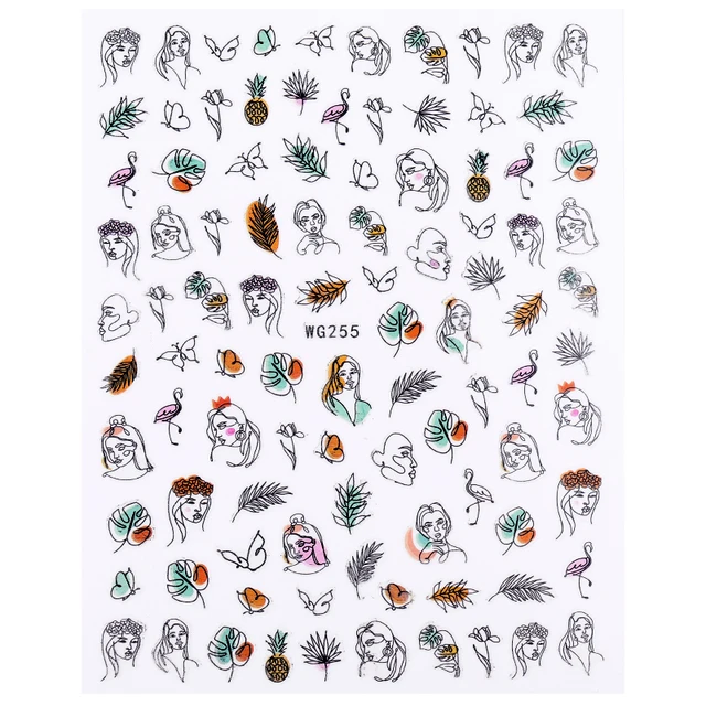 1PC Heart Love Design 3D Nail Sticker English Letter stickers Face Pattern Trasnfer Sliders Valentine's Day Nail Art Decoration 3d-WG255