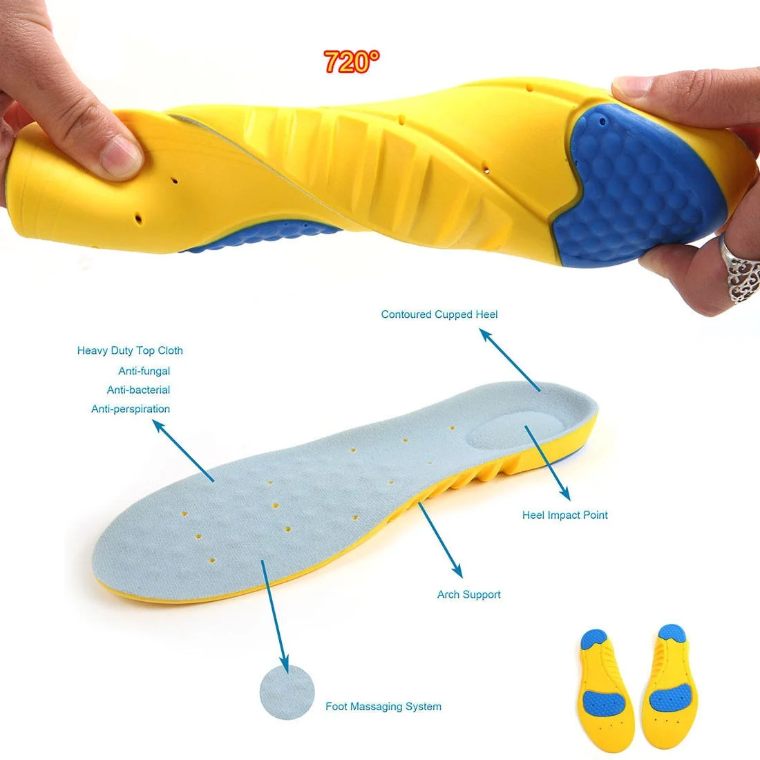 Unisex Shoe Inserts Orthotic Sports Arch Support shoes Insoles Shock Absorption size 34-45