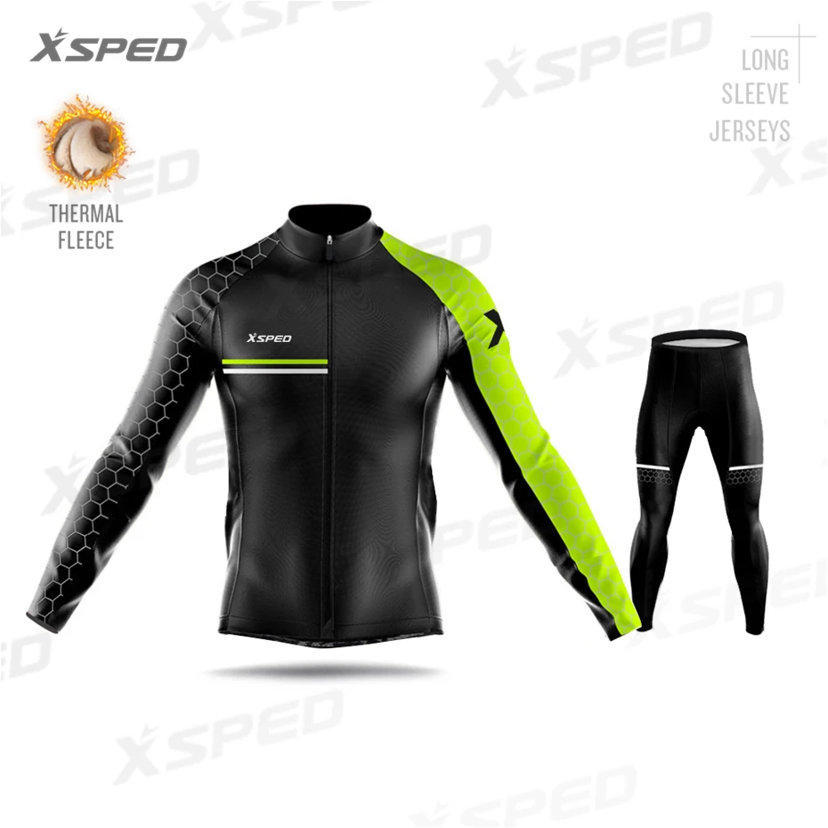 Normal Cycling Set Мужская профессиональная команда Велоспорт Джерси комплект зимняя куртка рукав одежда для велоспорта теплый флисовый комплект MTB теплая одежда Ropa Ciclismo Invierno - Цвет: Normal Cycling Set