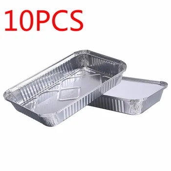 

10pcs 2200ml Disposable BBQ Drip Pans Aluminum Foil Grease Drip Pans Recyclable Grill Catch Tray For Weber Outdoor Supplies
