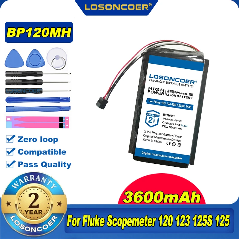 100% Оригинальный LOSONCOER B11483 BP120MH Аккумулятор для Fluke Скоп 120 (прошивка ниже V2.0 ) 123 125S