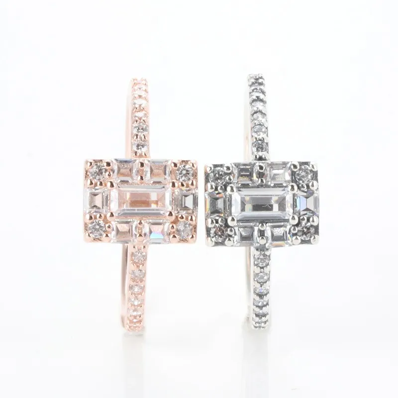 

Original 925 Sterling Silver Pan Ring Creative Rose Gold Crystal Icicle Pan Ring For Women Wedding Party Gift Fashion Jewelry