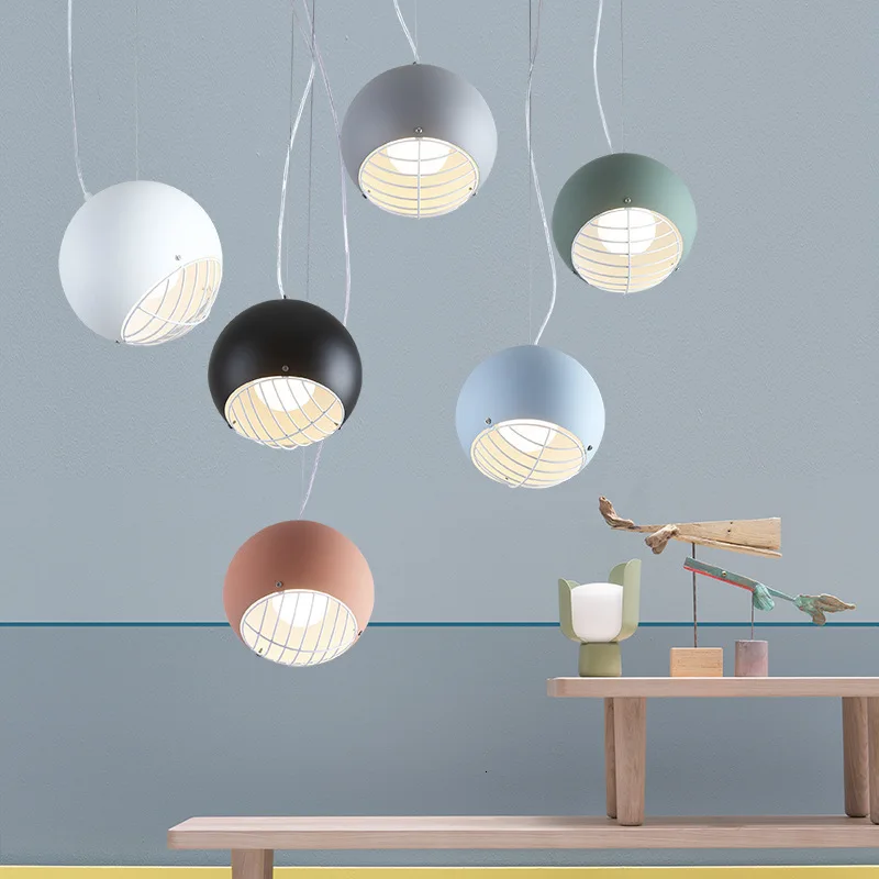 

Europe Concise Restaurant Bar Counter Lamp Originality Bay Window A Chandelier Single Head Metal Round Eggshell A Chandelier