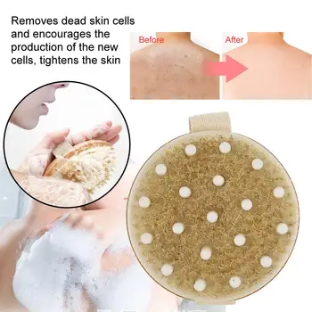 

New 1Pc Shower Brush Round Bamboo Rubber Body Massage Skin Care Exfoliating Scrubber SPA Body Brush without Handle