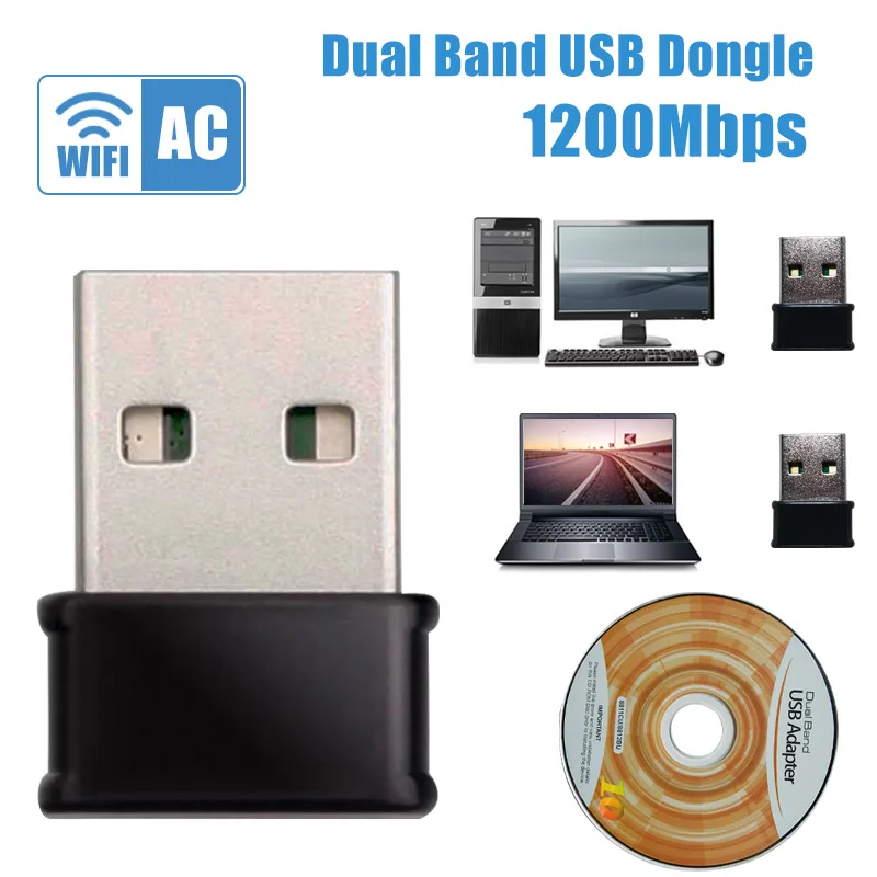 mini wifi dongle 1200 м 5 дБ Беспроводной внешний ethernet 802.11ac ноутбук usb 2,4g 5g Настольный wifi адаптер antena dongle lan Wi-Fi карта longo alcance - Цвет: mini wifi dongle
