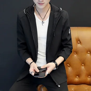 

Classic Men's Jackets Fashion Solid Color Hooded Coats Comfortable M-4XL Black Red Gray Men's Jackets Coats