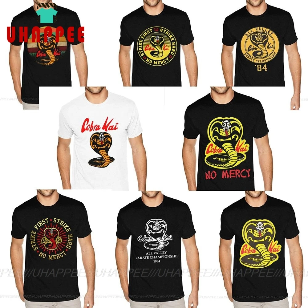 Shirt Mens Cobra Kai Black Custom-Made Karate Kid Cotton Short-Sleeved Tees Crew The