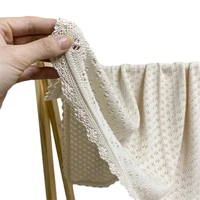 Baby Knitted Cotton Blanket 92x86cm Newborn Receiving Swaddle Wrap with Flower Edge Bath Towel Infant Bedding Stroller Cover 1
