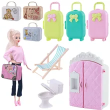 

1/6 Barbies Furniture Mini Plastic Material Suitcase Sofa Wardrobe Accessories For Barbies Doll,1/12 Dollhouse Christmas Gifts