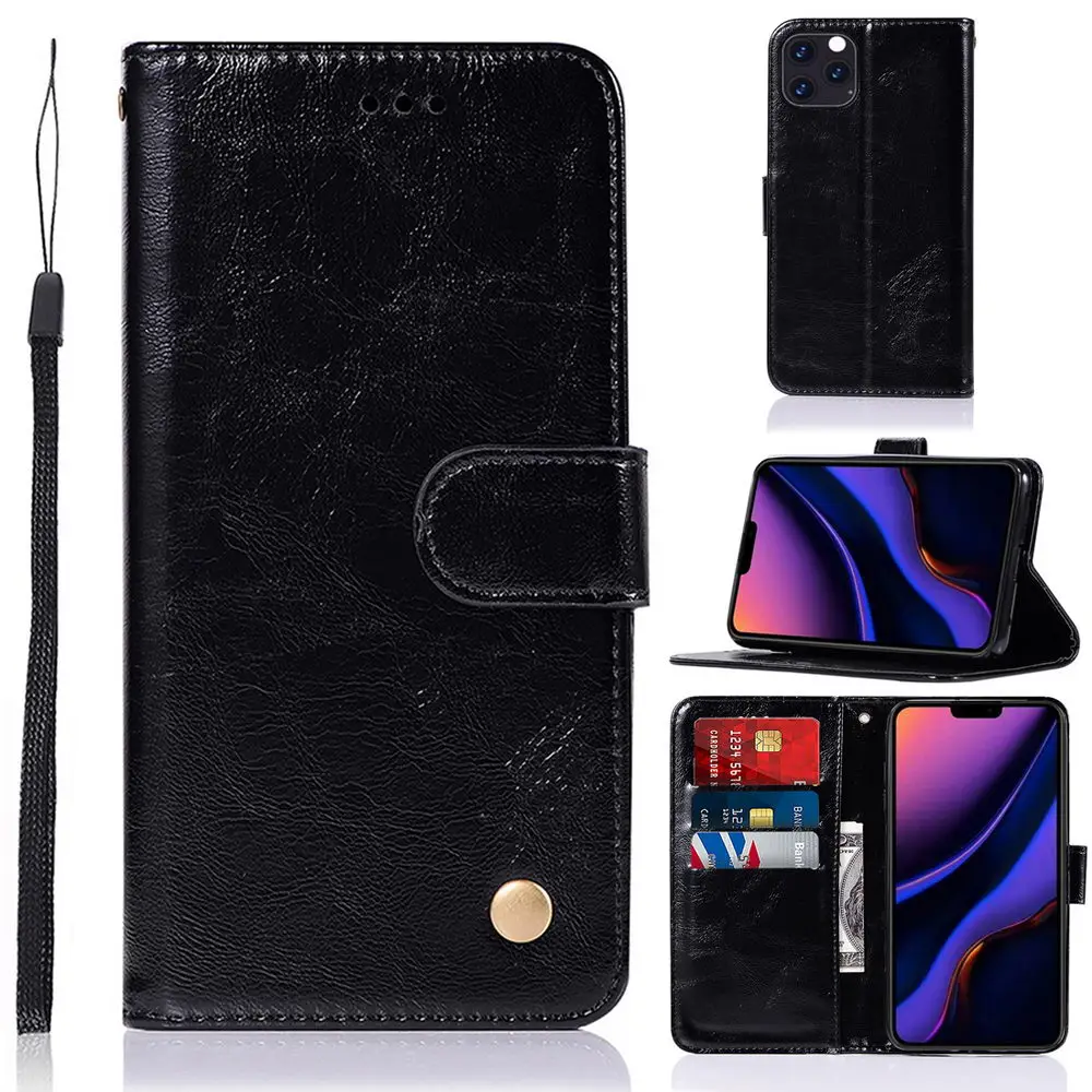 Black 3 шт./упак. для iPhone 11 Pro Max чехол из искусственной кожи и ТПУ с изображением бумажник чехол s для iPhone 11 для карт подставкой Megnetic Чехлы для телефона - Цвет: Black
