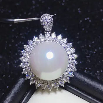 

Pearl zircon diamonds gemstones pendant necklaces women white gold silver color chain choker jewelry bijoux party accessory gift