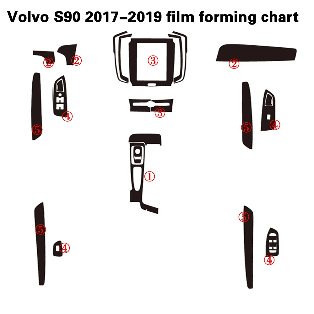 

Auto Accessories 3D/5D Carbon Fiber Stickers For Volvo S90 2017-2019 Interior Central Control Panel Door Handle Decorate Styling