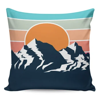 

Mountain Peak Snow Mountain Sunrise Color Sky Sun Pillow Covers Cases Pattern Cover Cushion Pillowcase Square Print