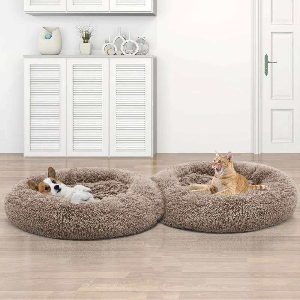 Кровать для собаки Удобная пончик Cuddler круглая кровать для собаки ультра мягкая моющаяся подушка для собаки и кошки ультра мягкая Успокаивающая кровать для питомца