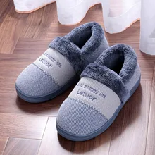 Большие размеры; мужские тапочки из хлопка; тапочки на меху с закрытой пяткой и буквенным принтом; повседневная мужская обувь на нескользящей платформе; chaussure homme