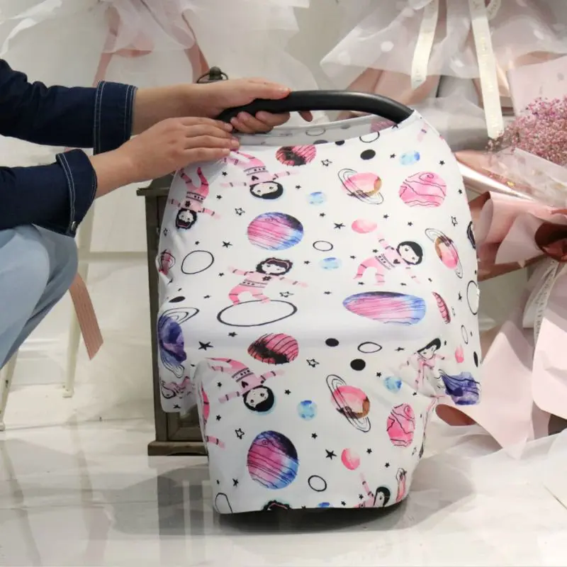 4-in-1 Multi-use Baby Stretchy Cover Car Seat Canopy/Nursing Cover/Shopping Cart Cover/Infinity Scarf Perfect Gift for Baby #905