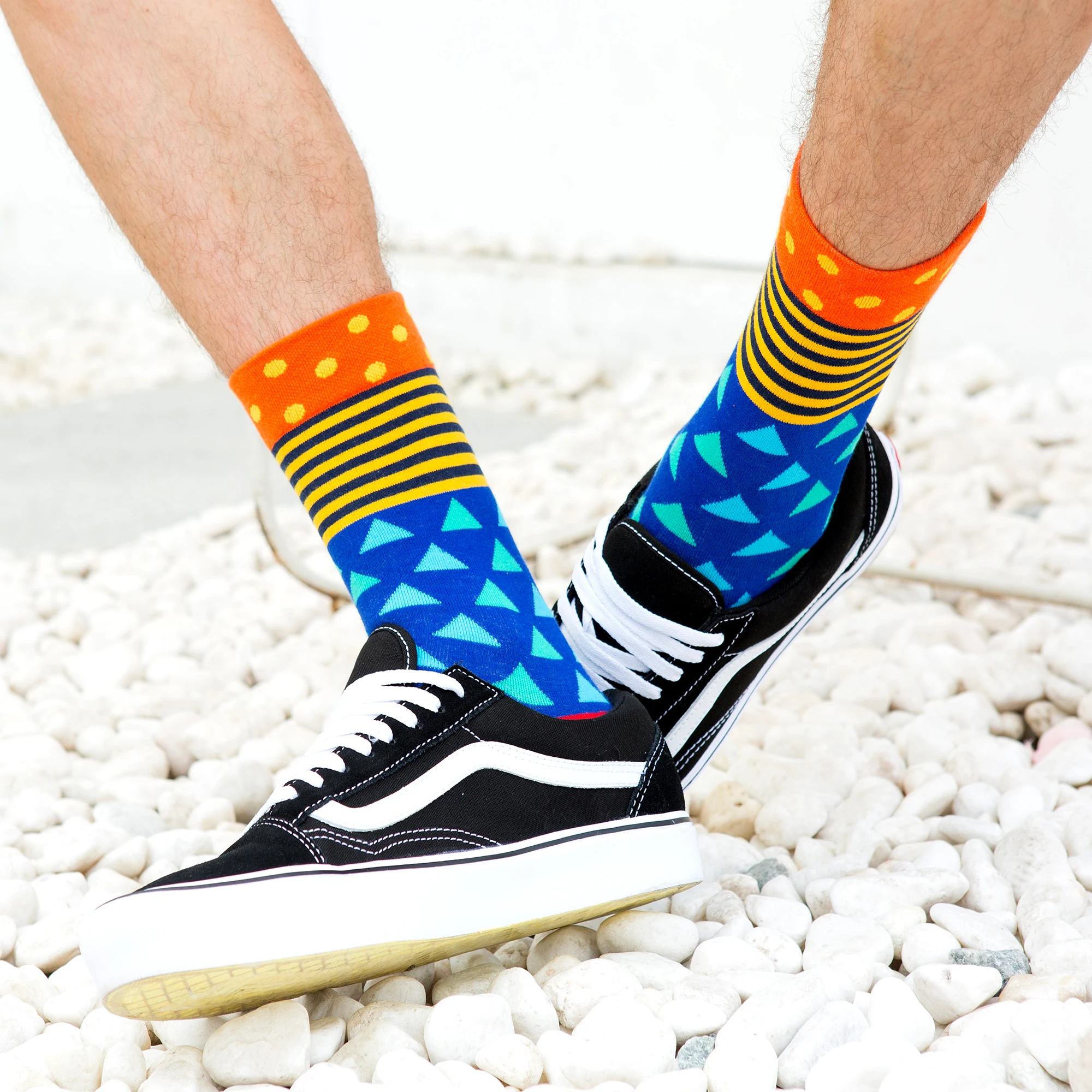 SANZETTI 5 Pairs/Lot Colorful Men's Combed Cotton Dress Wedding Sock Funny Male Dot Fruit Crew Business Socks For Birthday Gifts
