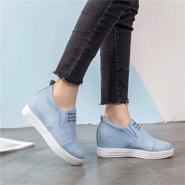 Ankle boots women shoes 2019 new fashion slip-on breathable casual shoes woman wedges solid high heels sneakers women boot (7)