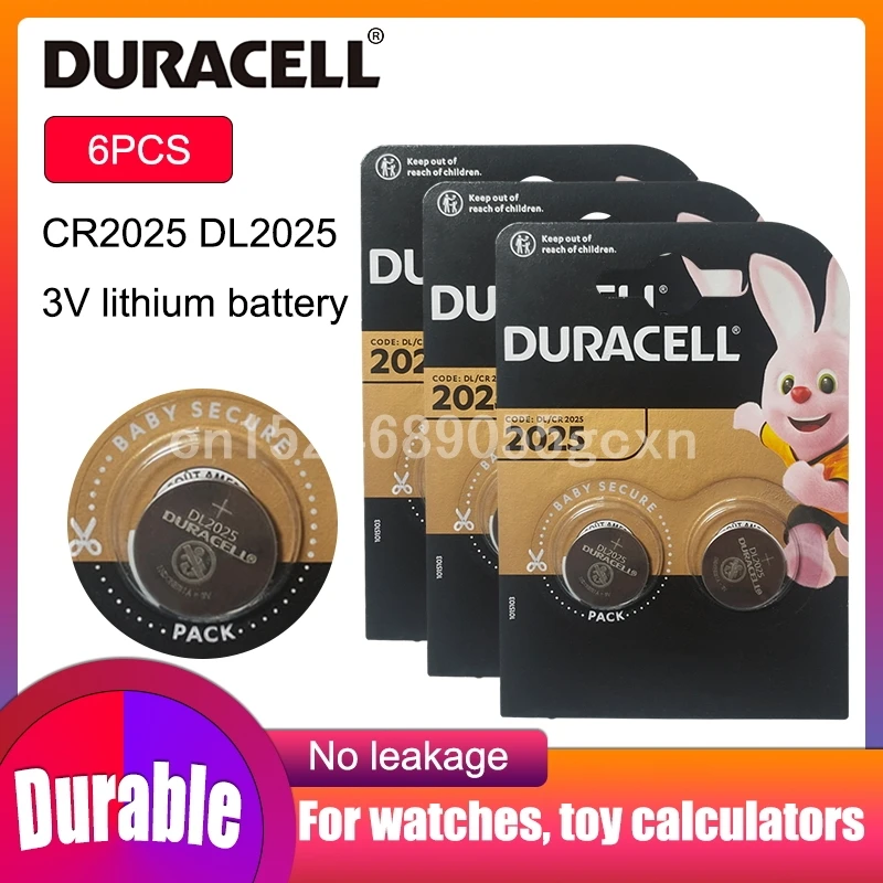 6 шт. оригинальный новый аккумулятор для DURACELL cr2025 3 в кнопочный элемент батарейки