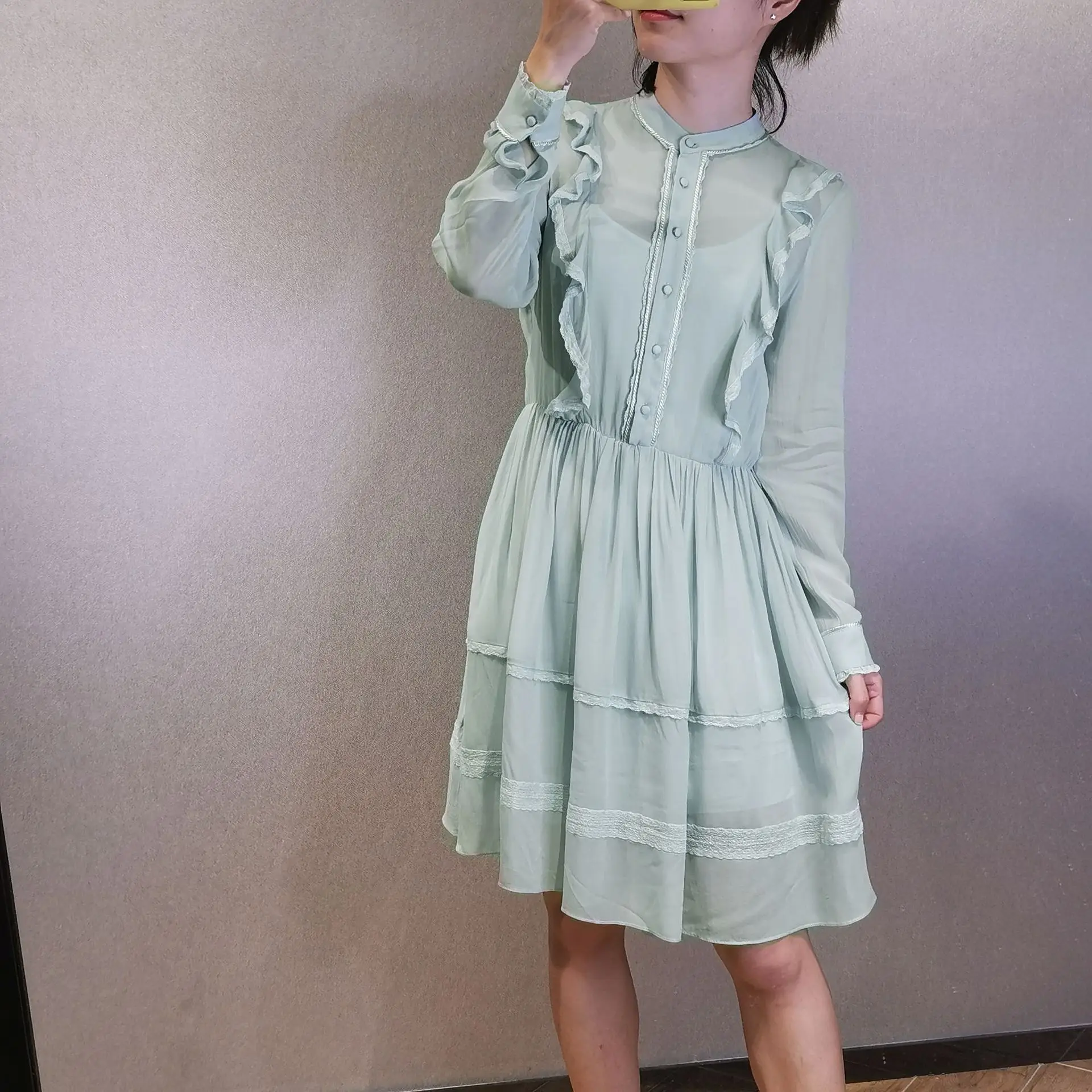

2021 Women Dress Autumn Lady Temperament Lotus Dress