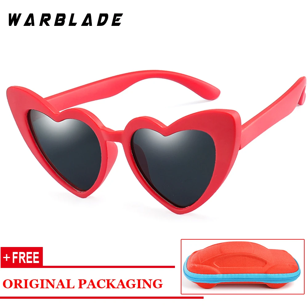 WarBLade Симпатичные Любовь Сердце очки детские для мальчиков и девочек Солнцезащитные очки Гибкая мягкая резина очки детские солнцезащитные затененные очки - Цвет линз: red gray R