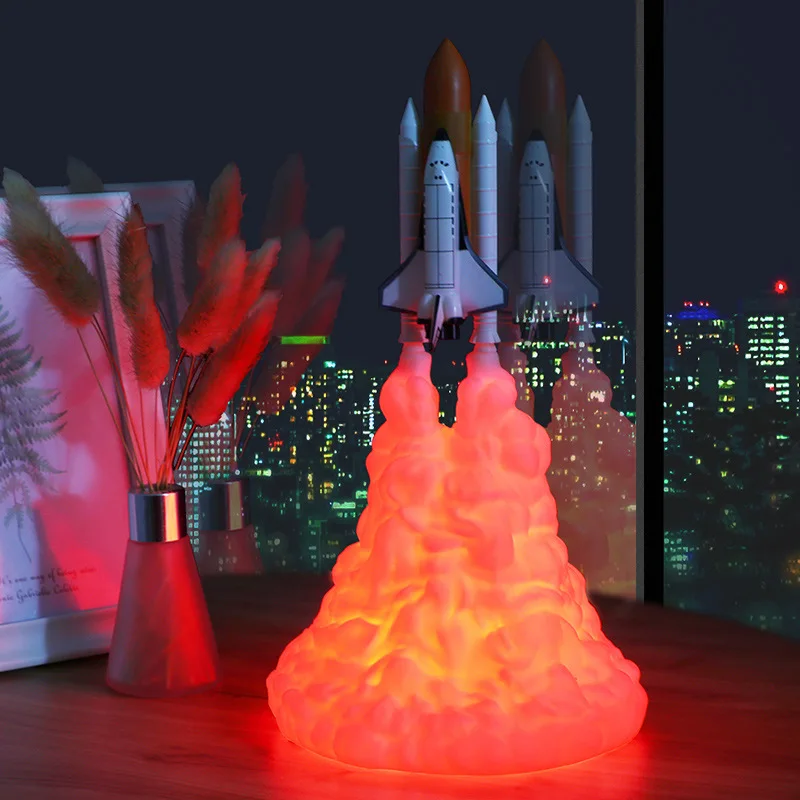 XIUAN Novalty, 3D принт, ракета, космический челнок, светодиодный светильник, ночник для детей, Детский, на батарейках, ночник, рождественский подарок