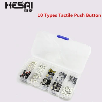 

Smart Electronics 250Pcs 10 Types Tactile Push Button Touch Switch Remote Keys Button Microswitch