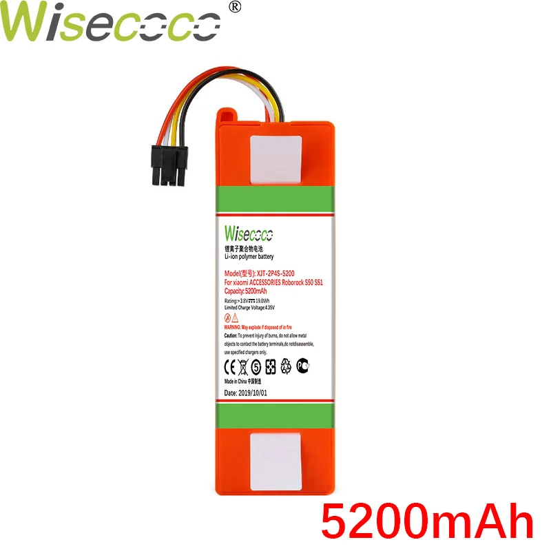 WISECOCO 5200 мАч 14 4 V XJT-2P4S-5200 батареи для xiao mi робот пылесос Запчасти Xiaomi АКСЕССУАРЫ