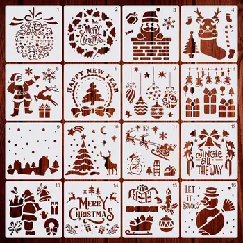 

16pcs/set DIY Merry Christmas Drawing Stencil Templates Embossing Paper Painting K1AB