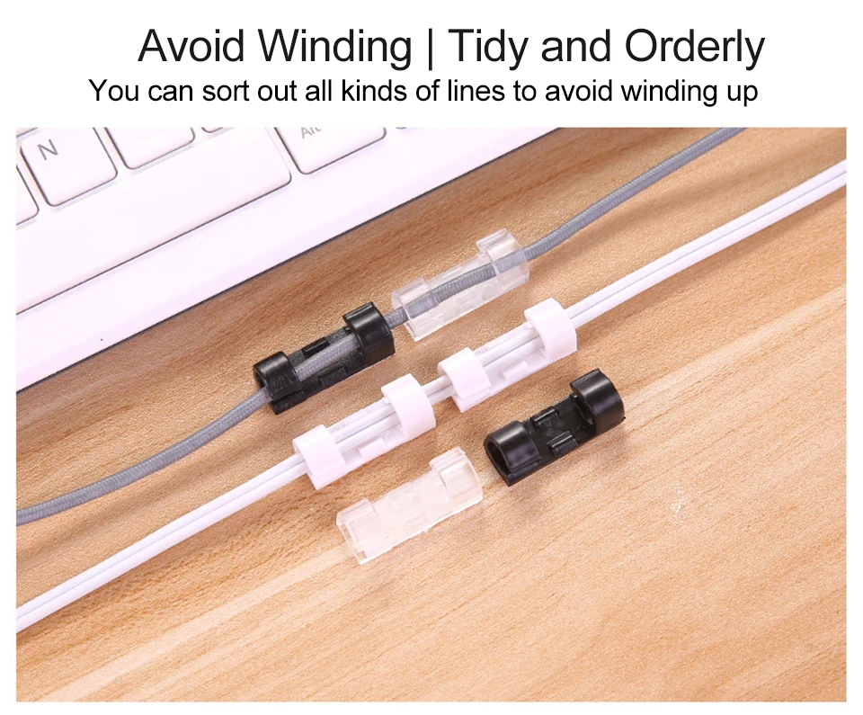 Cable Winder Wire Management Cable Organizer Desktop & Workstation Cord Clips Management Holder Data Telephone Line Sleeve (4)