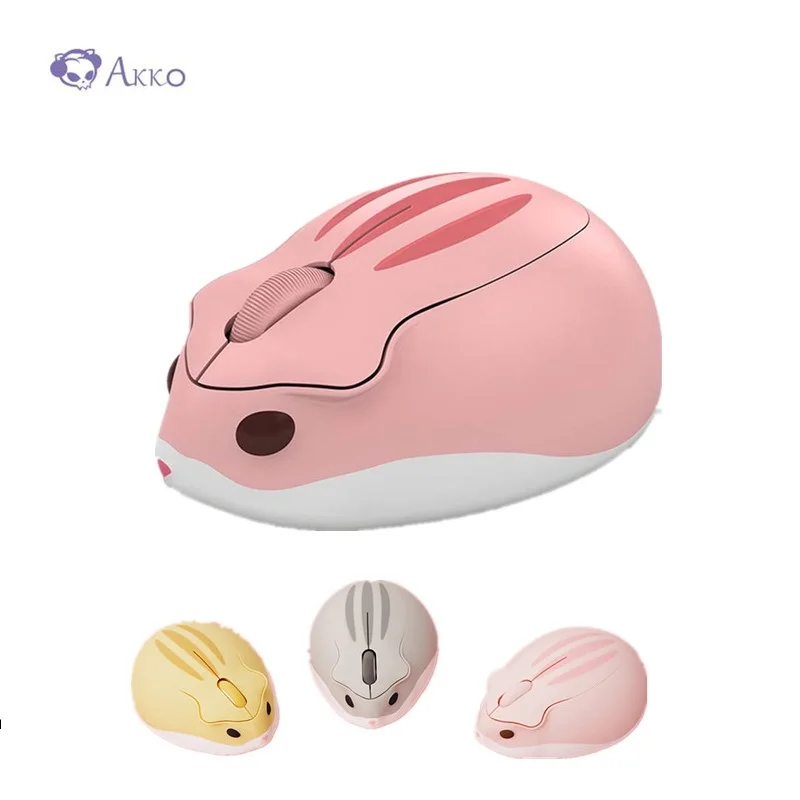 Беспроводная мышь AKKO в форме хомяка, 2,4 ГГц, розовая, 4000 dpi, USB подключение, мыши, милая игровая мышь для ПК, ноутбука, подарок для девочек