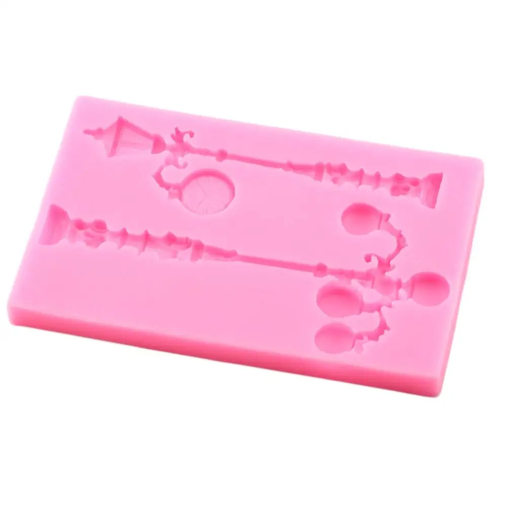 Street Light Cake Border Silicone Molds Vintage Street Lamp Fondant Chocolate Mould Cake Decorating Tools Fimo Clay Candy Mold