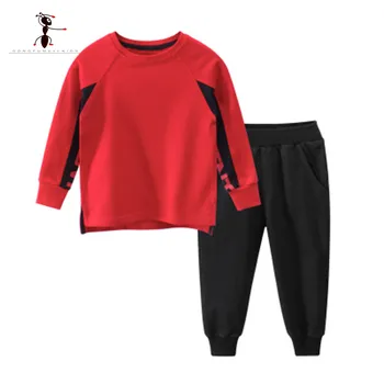 

Kung Fu Ant 2019 boys round collar Middle and small children sportswear two-piece autumn and winter suit