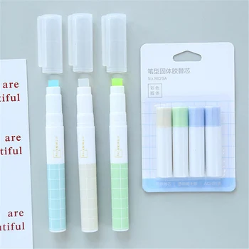 

Jelly Color Fast Dry Cute Glue Stick Pen Shape Solid Color Glue Stick DIY Scrapbooking Diary Notebook Envelope Sealing Stickers