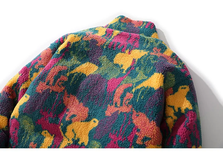 Двусторонняя куртка в стиле хип-хоп, парка, цветная камуфляжная уличная Мужская ветровка в стиле Харадзюку, флисовое зимнее пальто на молнии